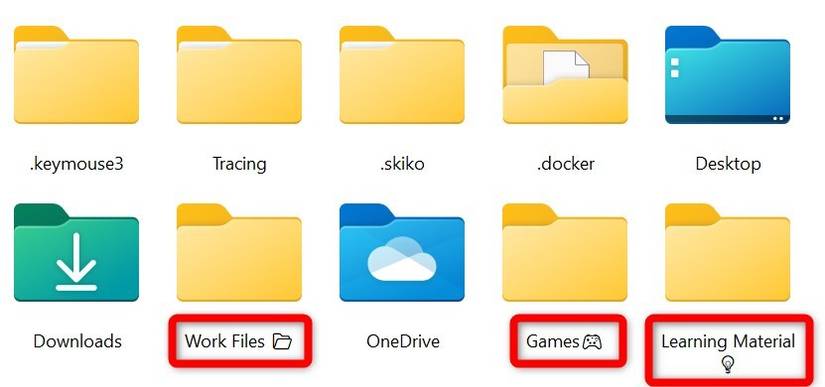 Adding emojis in folder names in Windows.
