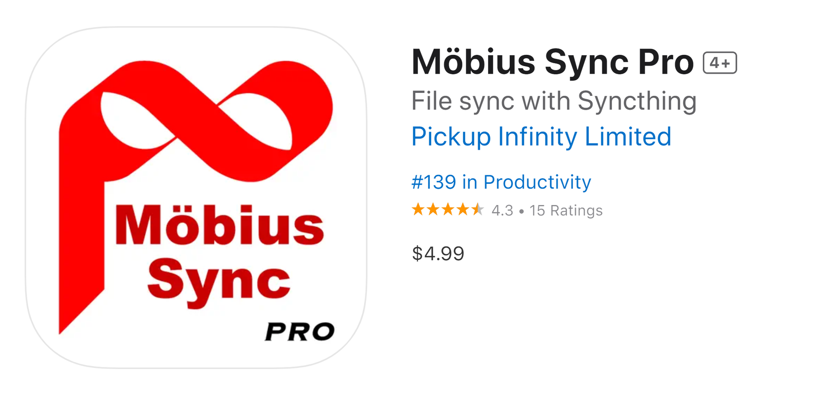 Mobius Sync app on Apple App Store.