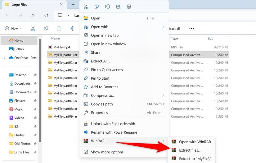 Split Rar File How to Split Large Files Into Multiple Smaller Files on Windows 11