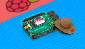 A Raspberry Pi with a hat next to it.