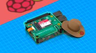 A Raspberry Pi with a hat next to it.