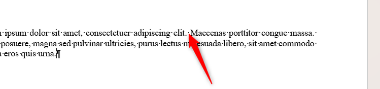 A space in Microsoft Word.-1