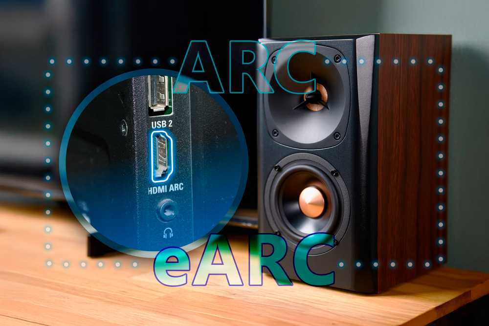 The ARC and eARC labels indicate which HDMI port supports audio return functionality