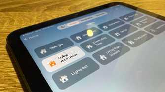 An iPad mini with the Home app open.