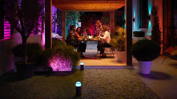 Outdoor smart lighting allowing greater use of outdoor space at night.