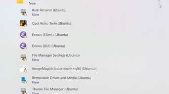 The Ubuntu WSL GUI in Windows 11 Start menu.