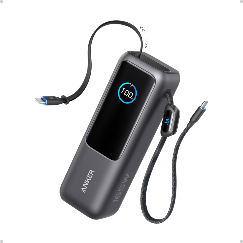 The Anker Power Bank 25K Shows the Charging Status on a Screen