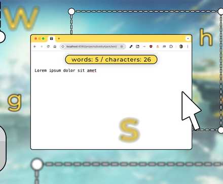 A browser window with a word counter.