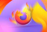 Firefox logo at the center with fire surrounding the image.