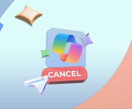 Microsoft Copilot logo with a cancel button.