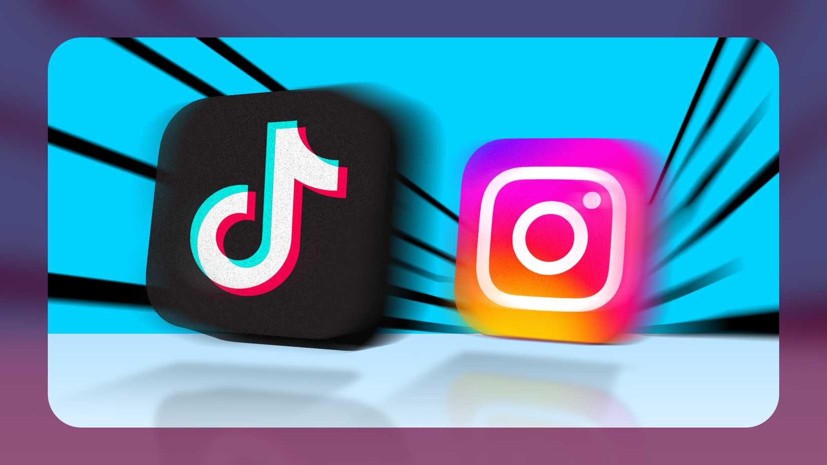 Logotipo de TikTok compitiendo contra el logotipo de Instagram.