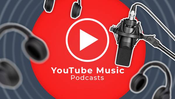 Youtube Music logo with a Microphone and some headphones around.