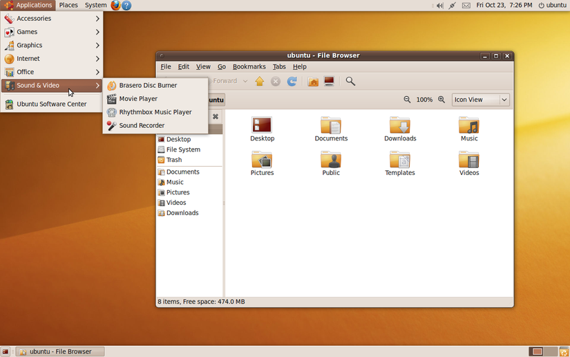 Launching an app on the Ubuntu 9.10 Karmic Koala desktop.