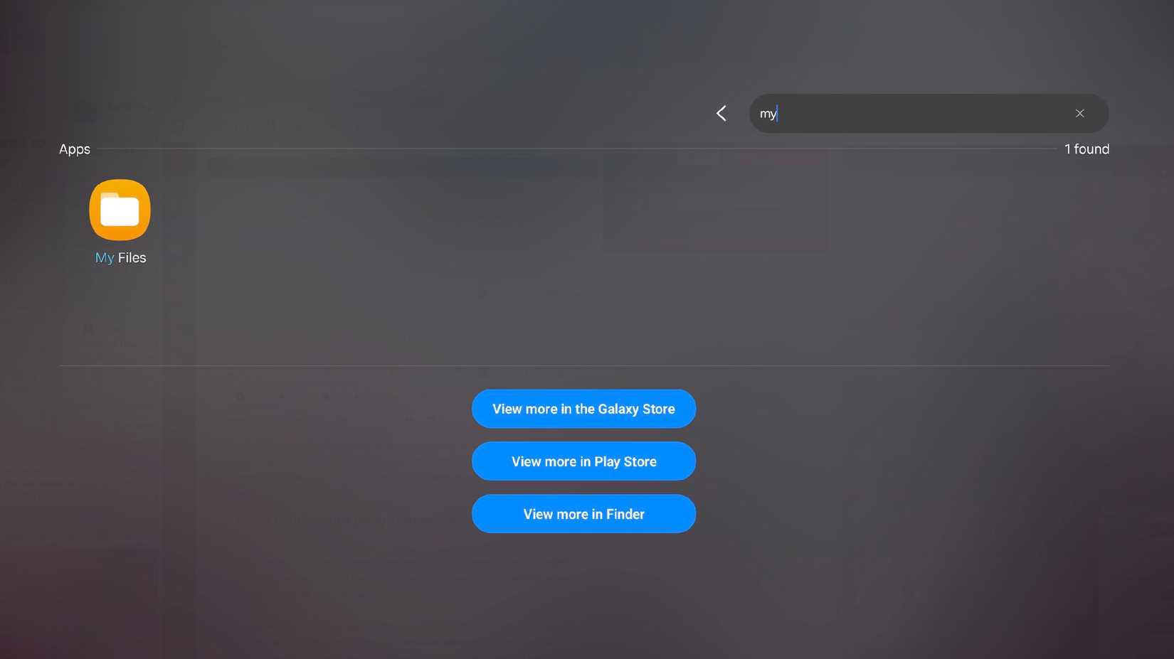 Searching for and launching an app using keyboard shortcuts in Samsung DeX.