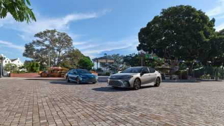 Overlook the Toyota Camry—this Subaru SUV prices much less to possess Front 3/4 shot of two 2025 Toyota Camrys parked side by side