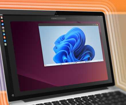 仮想マシン上でWindowsが動作するラップトップのイメージ