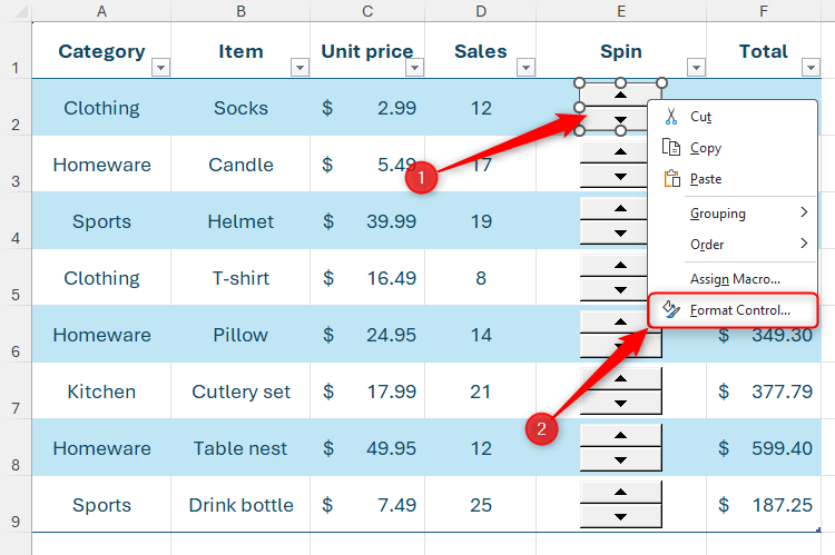 Spin Button Example Don’t Increase or Decrease Values in Excel Manually: Use the Spin ...