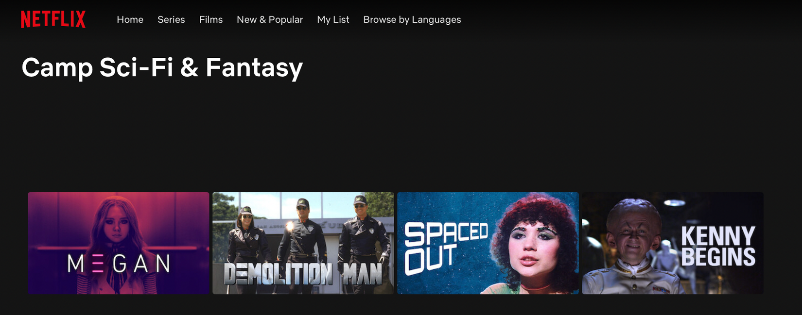 Camp Sci-Fi and Fantasy titles on Netflix found using a secret code.
