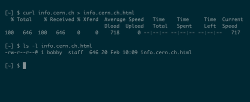 cURL detects output redirection and sends timing information to stderr instead.