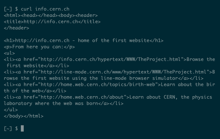 Вывод команды curl с HTML-кодом страницы.