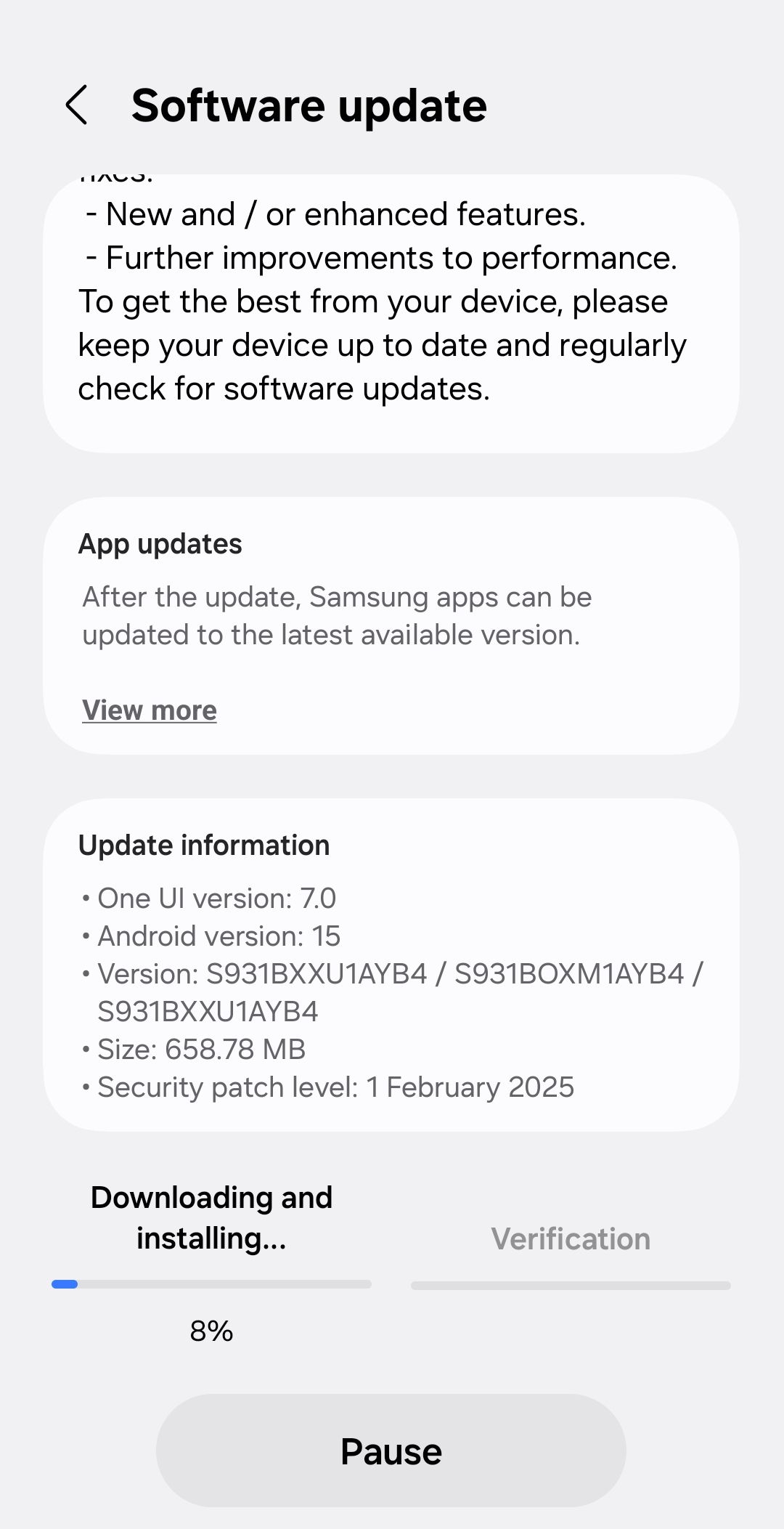Samsung Galaxy S25's First Update Is Rolling Out More Widely