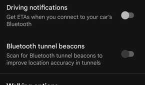 Google Maps navigation settings.