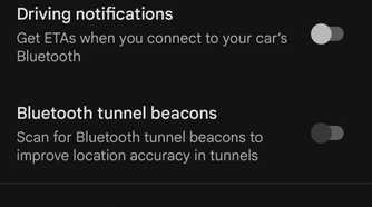 Google Maps navigation settings.