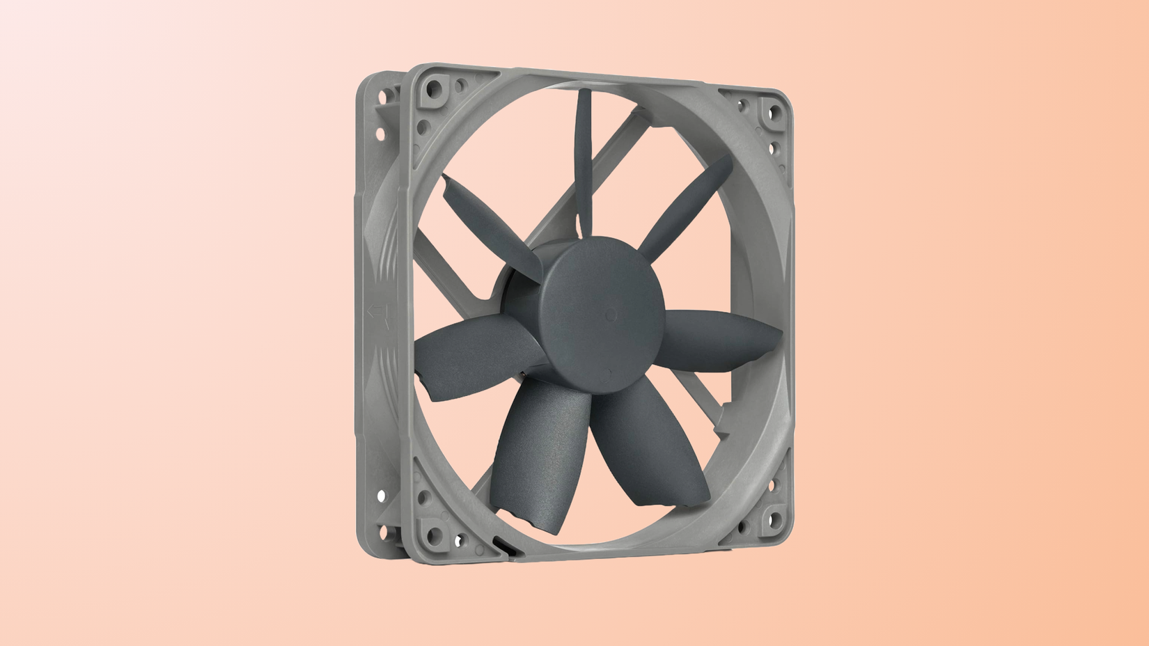 Computer fan Noctua NF-S12B redux-1200 PWM on an orange background. 