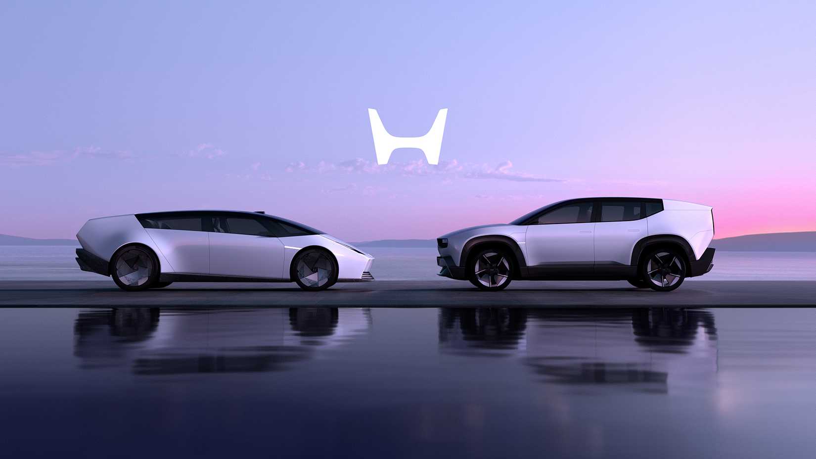 Side shot of the Honda 0 Saloon & Honda 0 SUV 