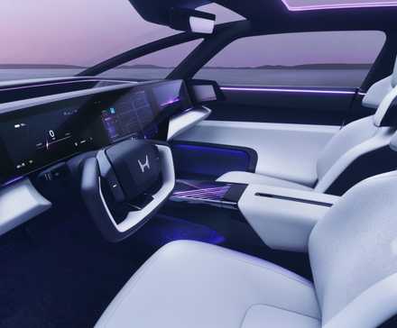 Interior shot of the dashboard in a 2026 Honda 0 Saloon