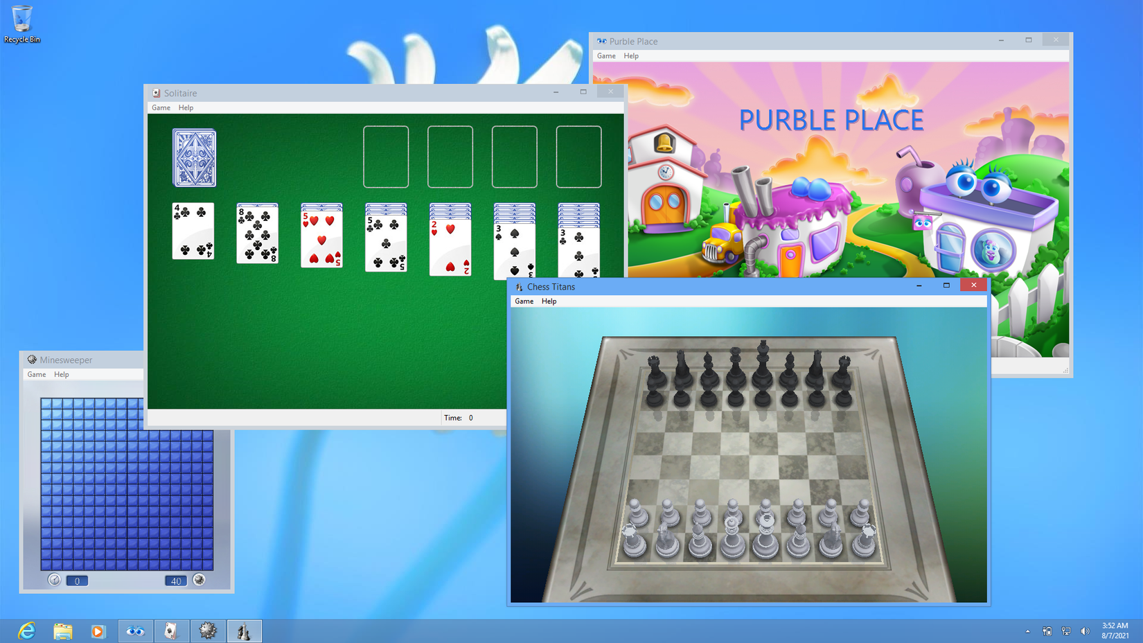 Превью классических игр Windows 7.