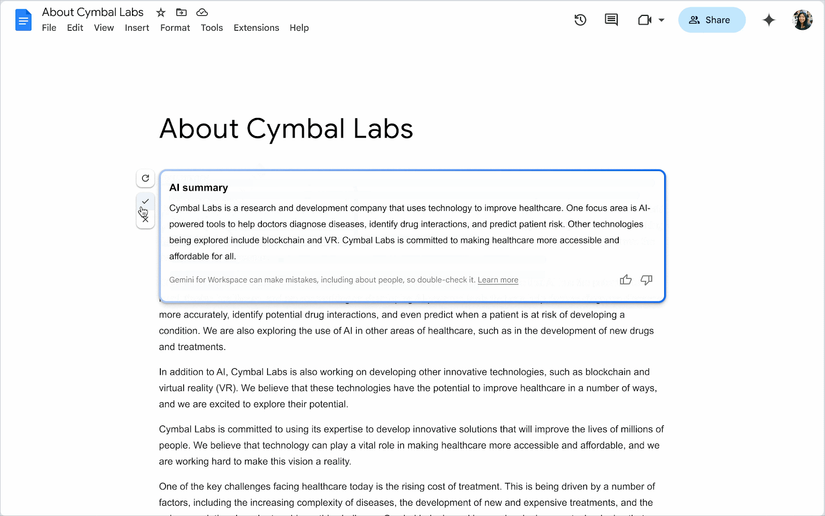 Gemini's AI Summaries Are Coming to Google Docs