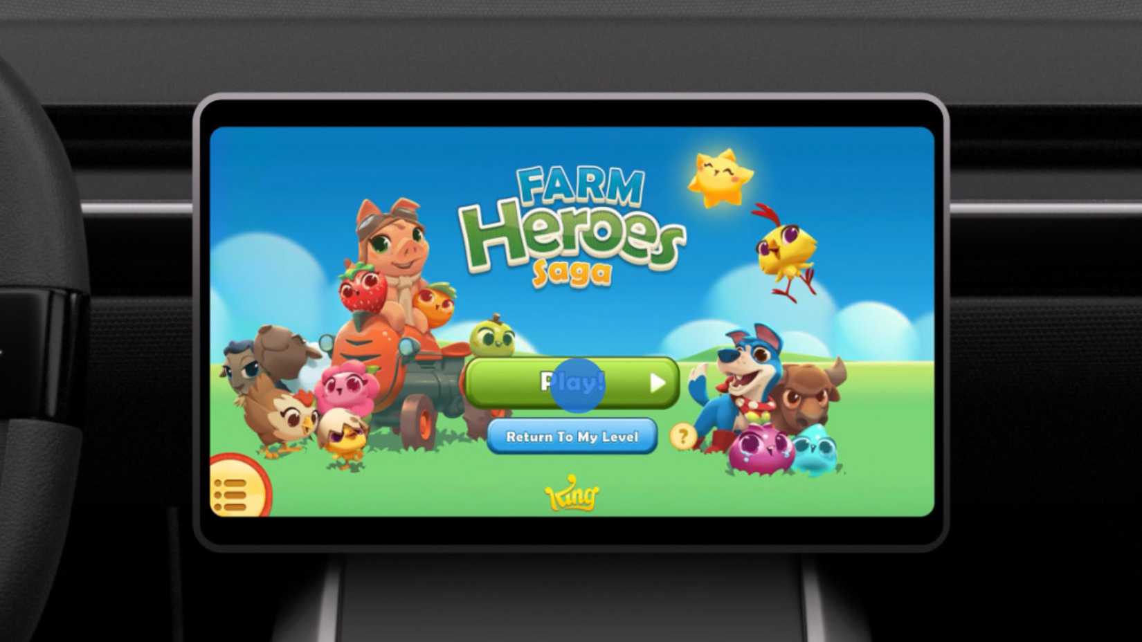 Farm Heros game runs on Android Auto. 