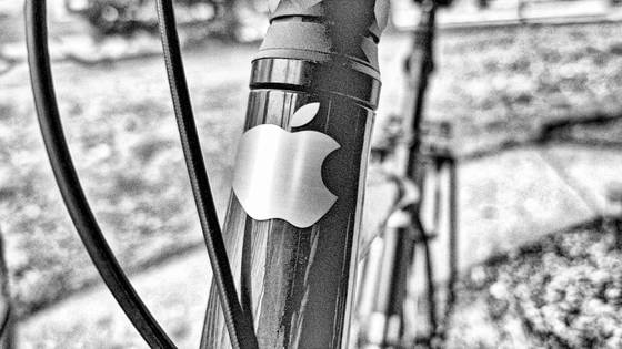 Bike with an Apple logo on the head tube.