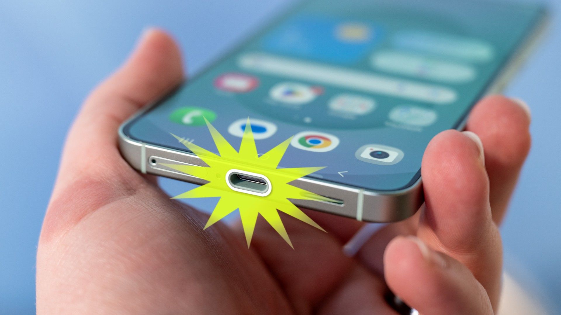 Porta USB do Galaxy S25.