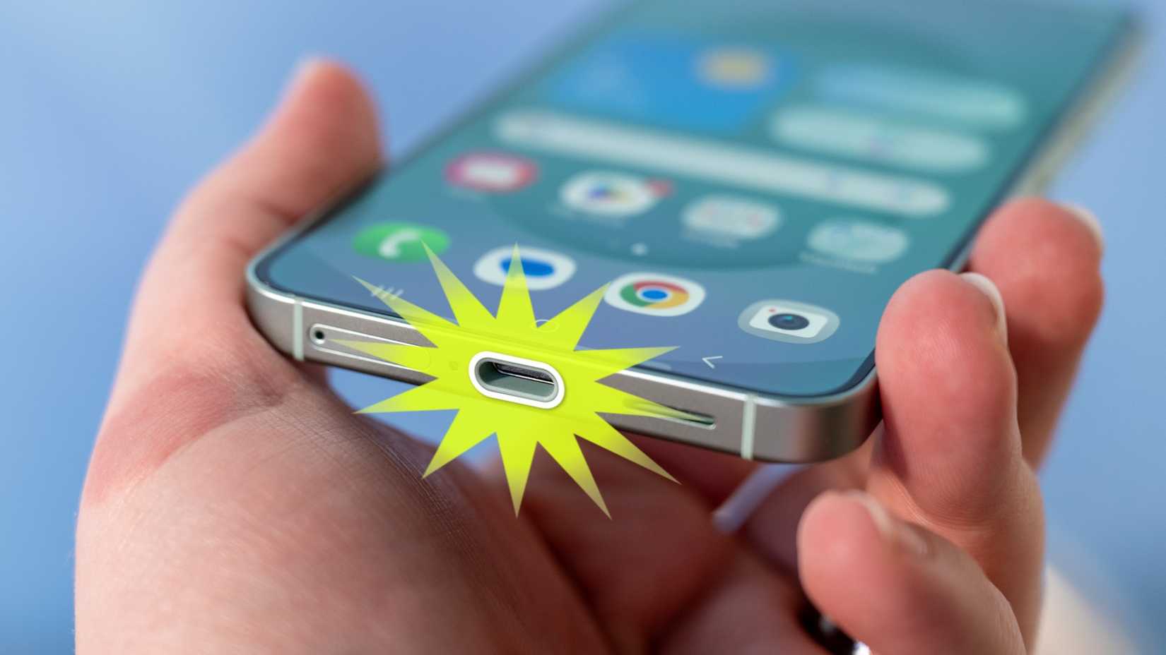 Porta USB do Galaxy S25.