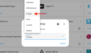 Google option for LLM Vision integration in Home Assistant.