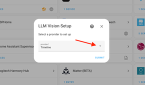 Provider dropdown for LLM Vision integration in Home Assistant.