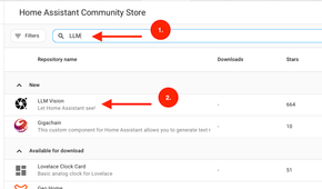 Search for and select the LLM Vision add-on in HACS in Home Assistant.