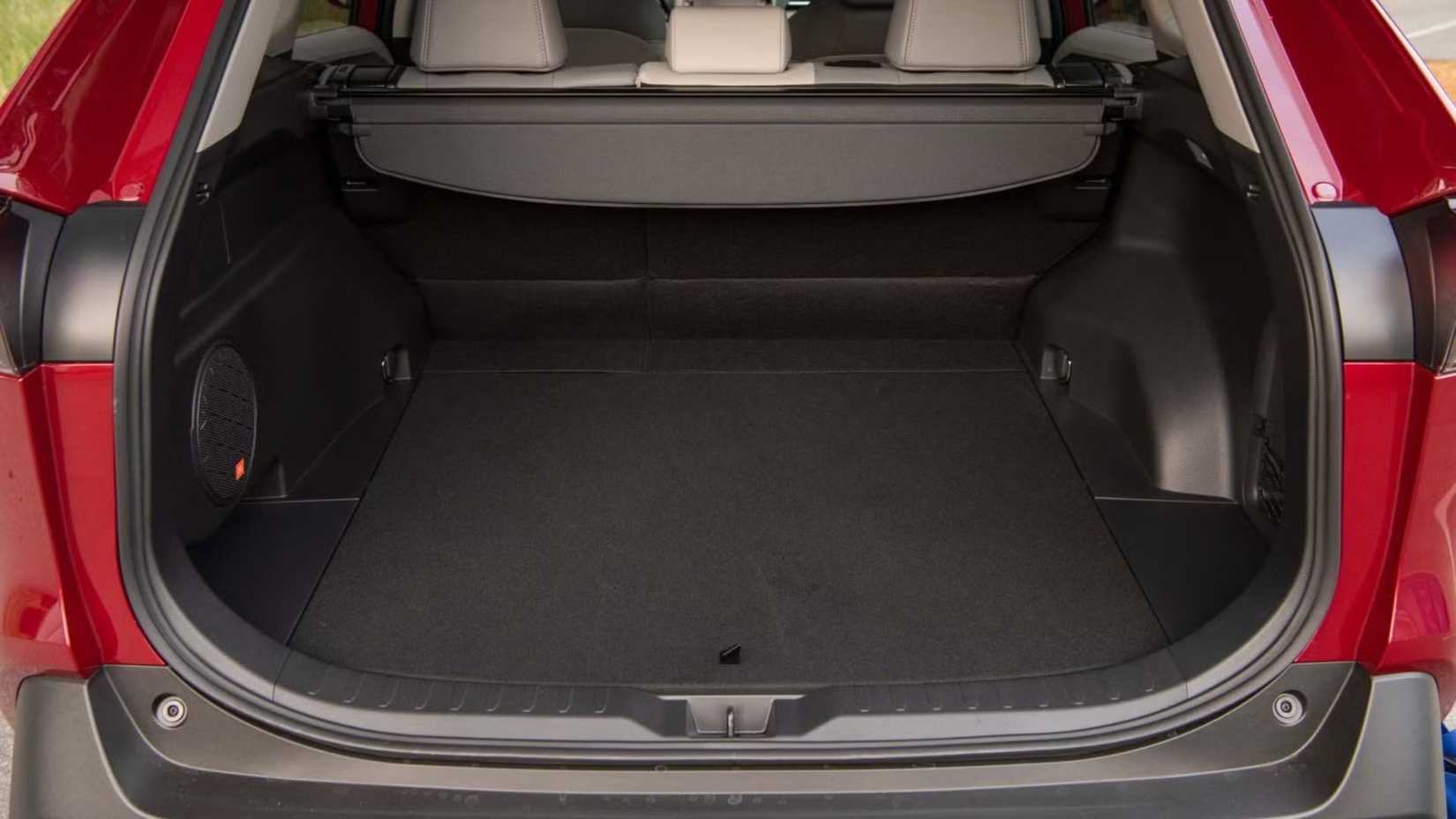 Trunk shot of a 2021 Toyota RAV4 Limited Hybrid.