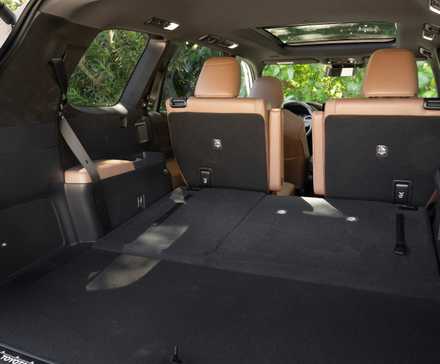 Салон Toyota Grand Highlander 2025 со сложенным третьим рядом