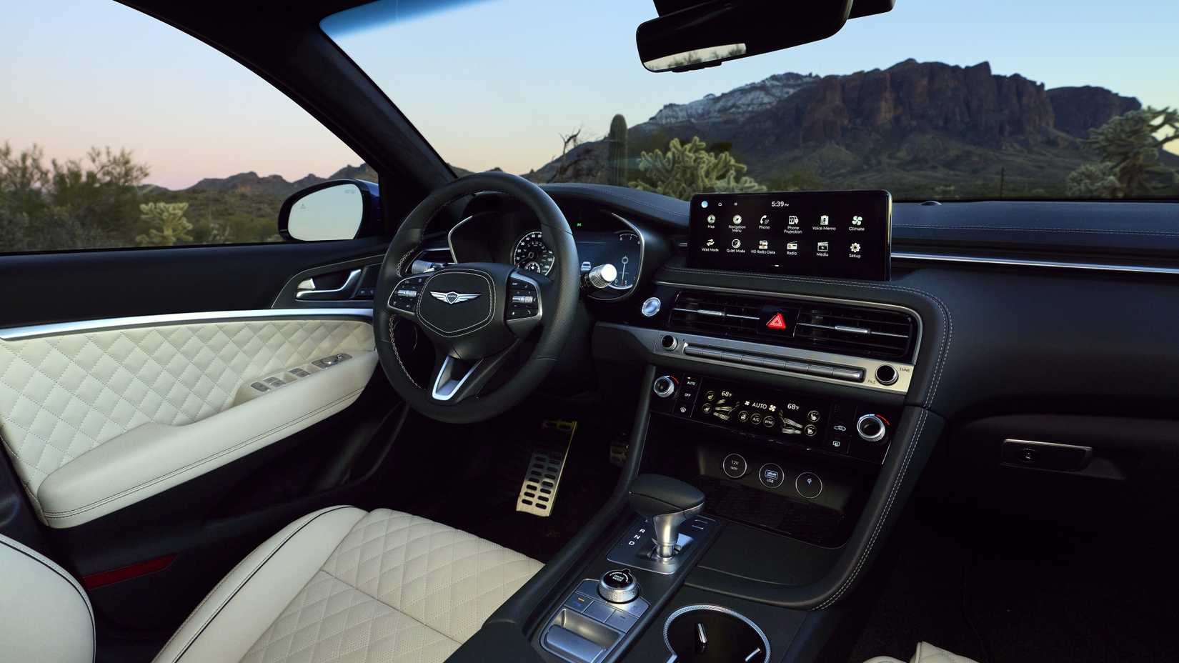 Interior shot of the dashboard of a 2025 Genesis G70