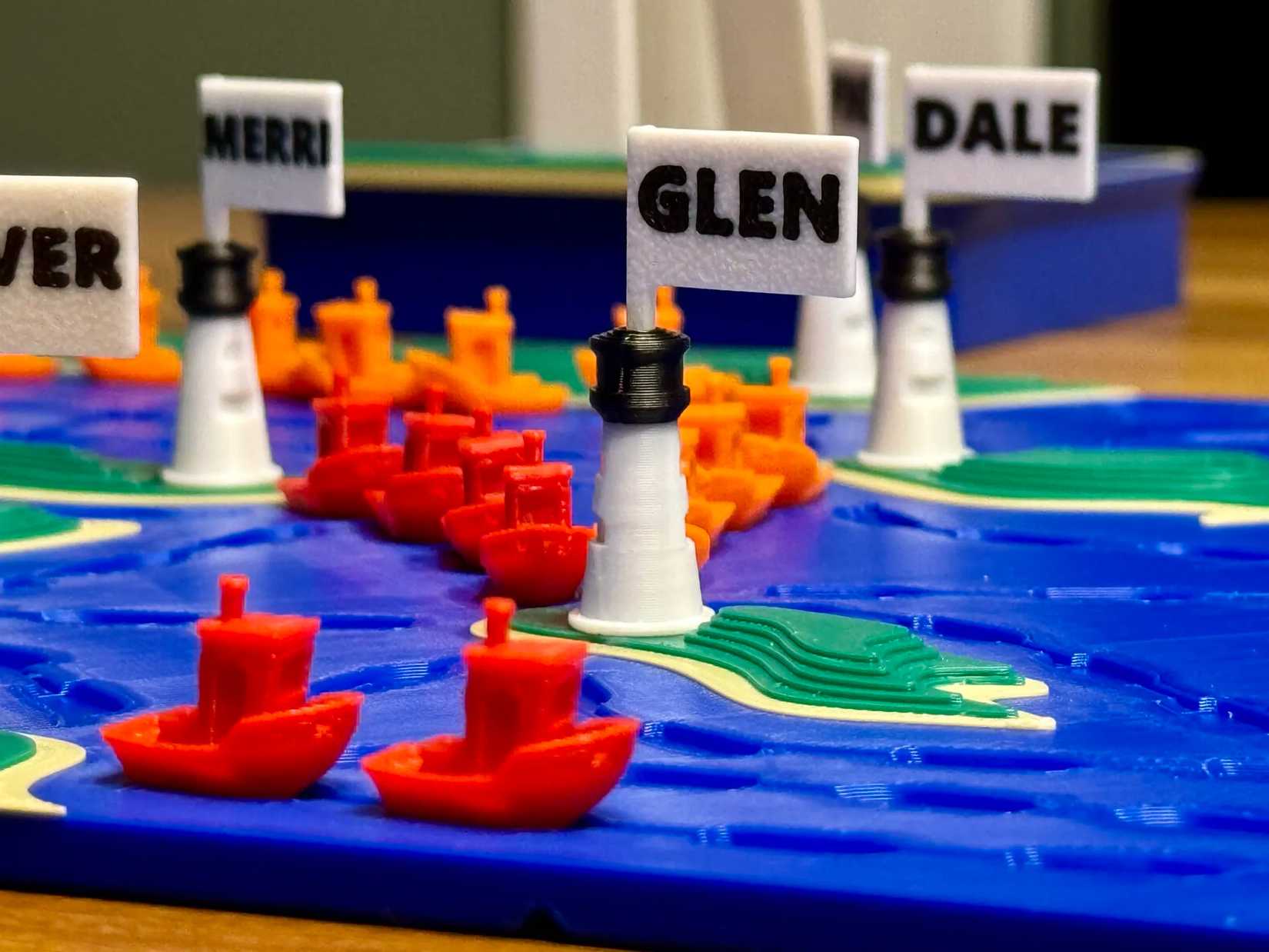 A 3D printed Benchy Shipping Co The Board Game.