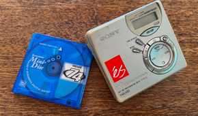 A MiniDisc and a portable player.