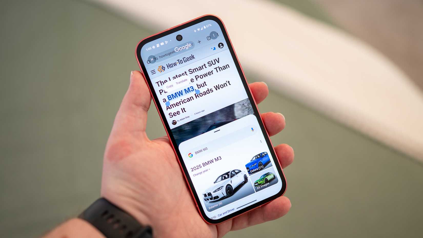 Circle to Search by selecting text on Google Pixel 9a.
