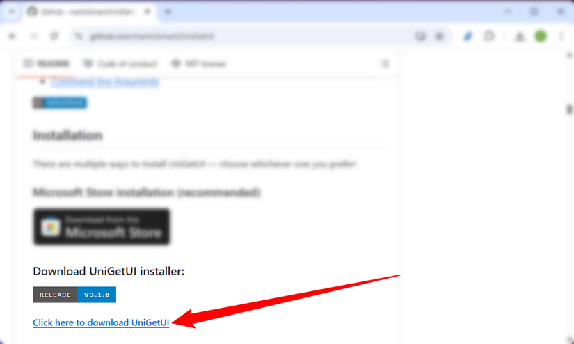 Downloading UniGetUI from GitHub.