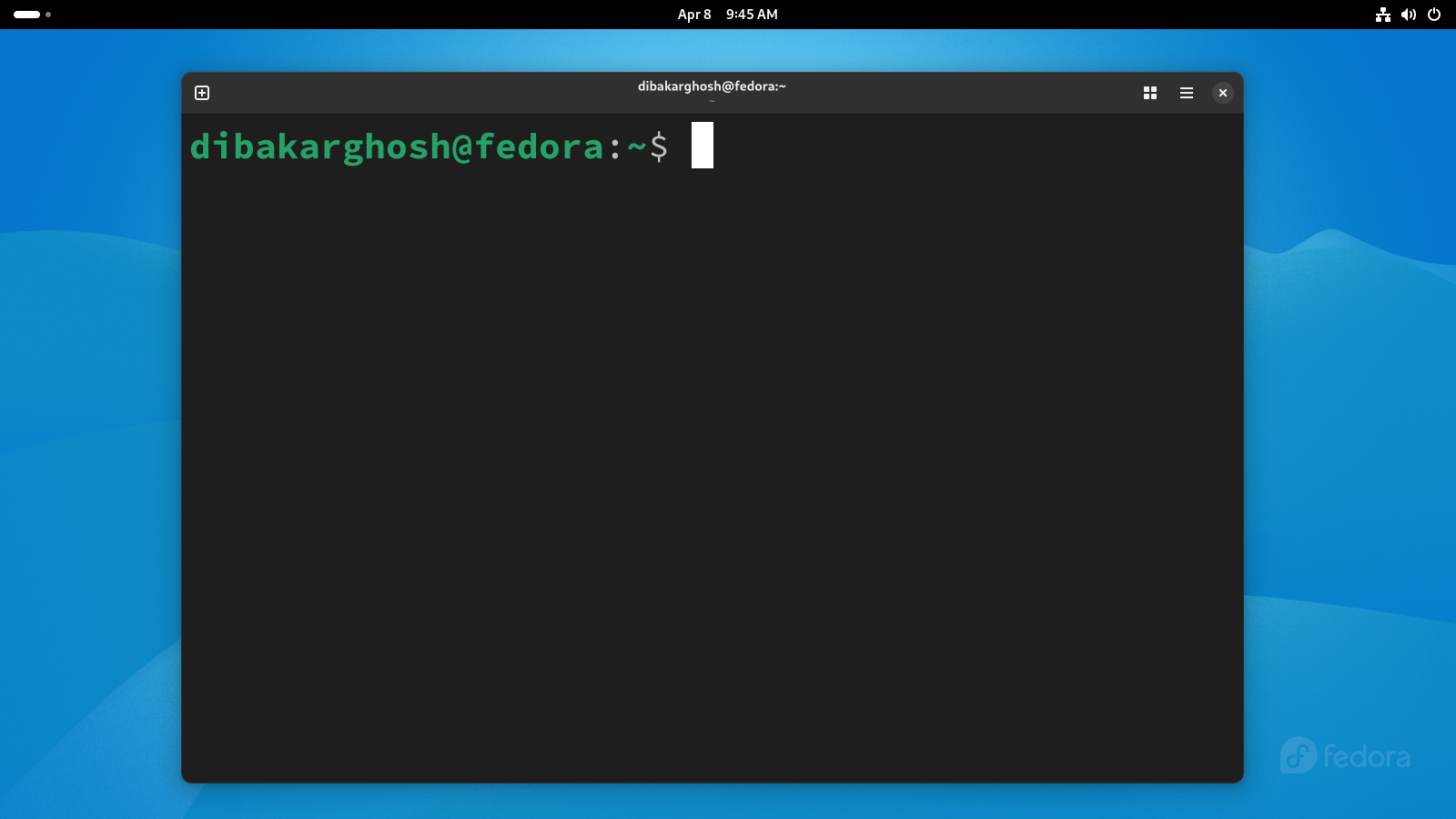 Fedora GNOME terminal.