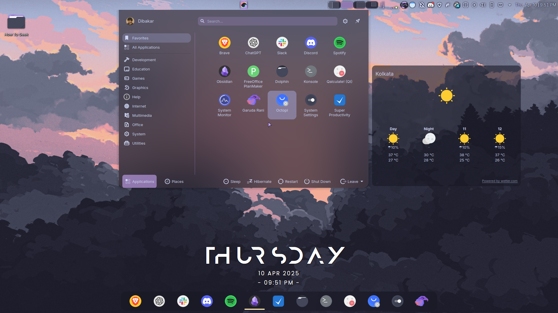 Garuda Mokka Application menu.
