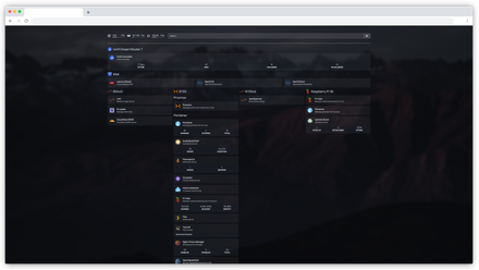 The main page of the Homepage homelab dashboard with services running on it.