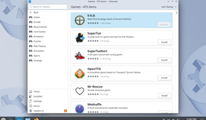 Kubuntu software store open with a list of games visible.-1